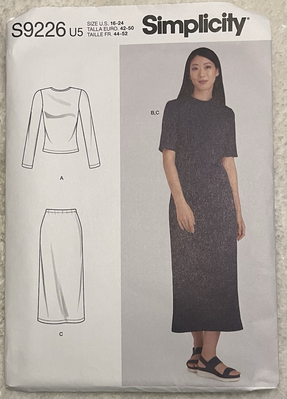 Simplicity 9226 Misses' Knit Tops & Skirt  (16-24) NEW UNCUT
