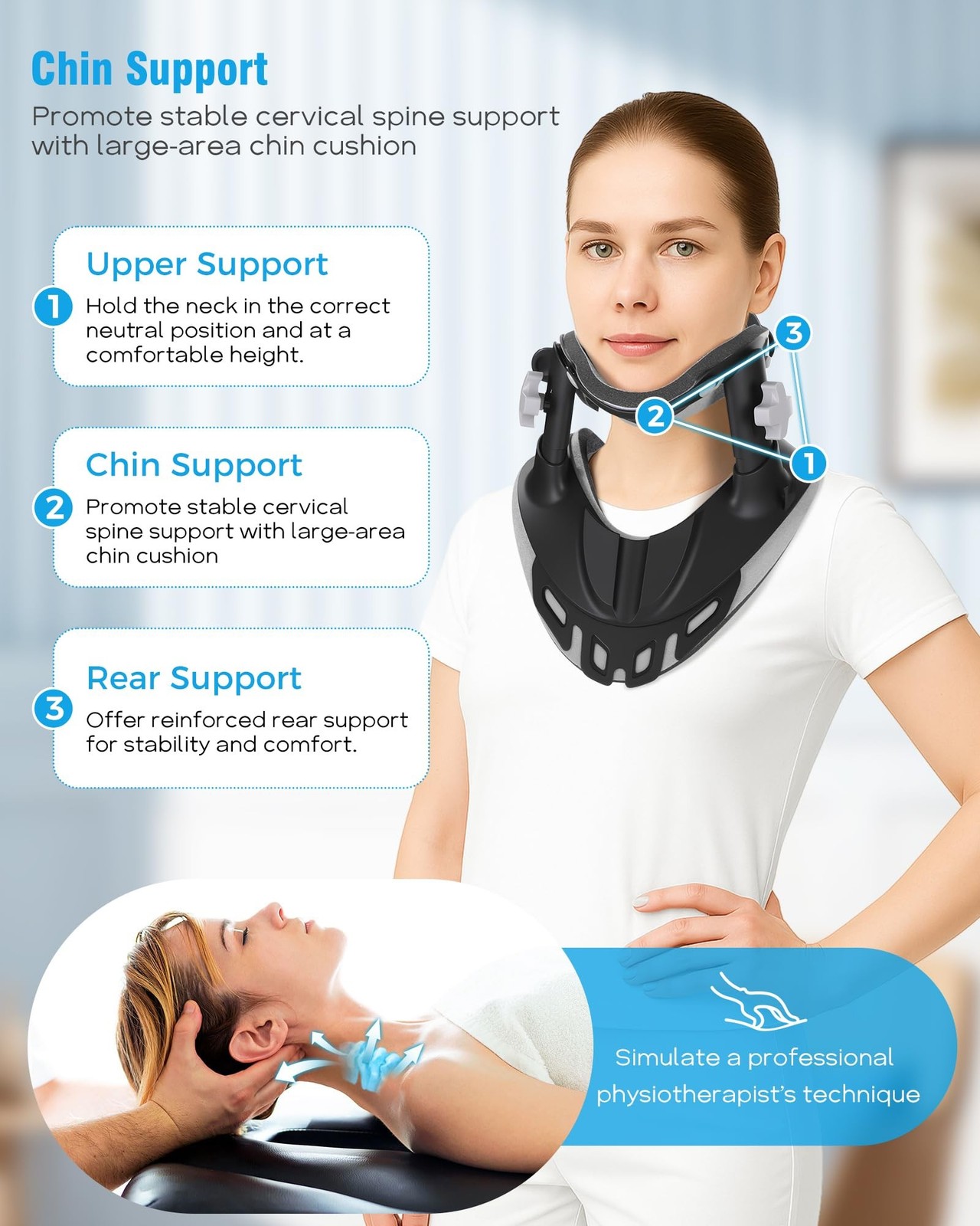 Neck Traction Device, Adjustable Cervical Neck Stretcher with 360 Degree Supp...