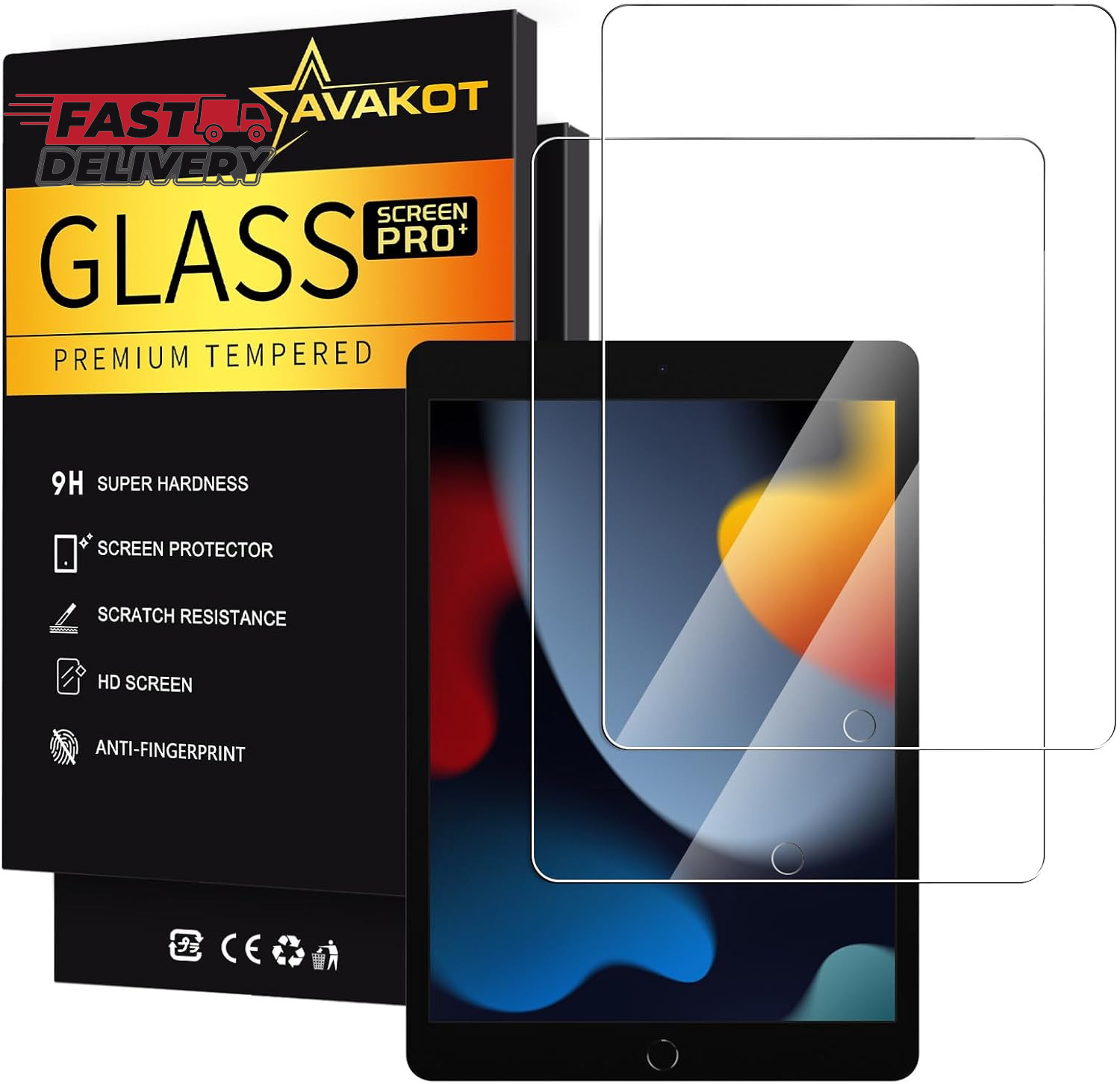 Avakot 2 Pack Screen Protector for Ipad 10.2, Tempered Glass Film Compatible wit