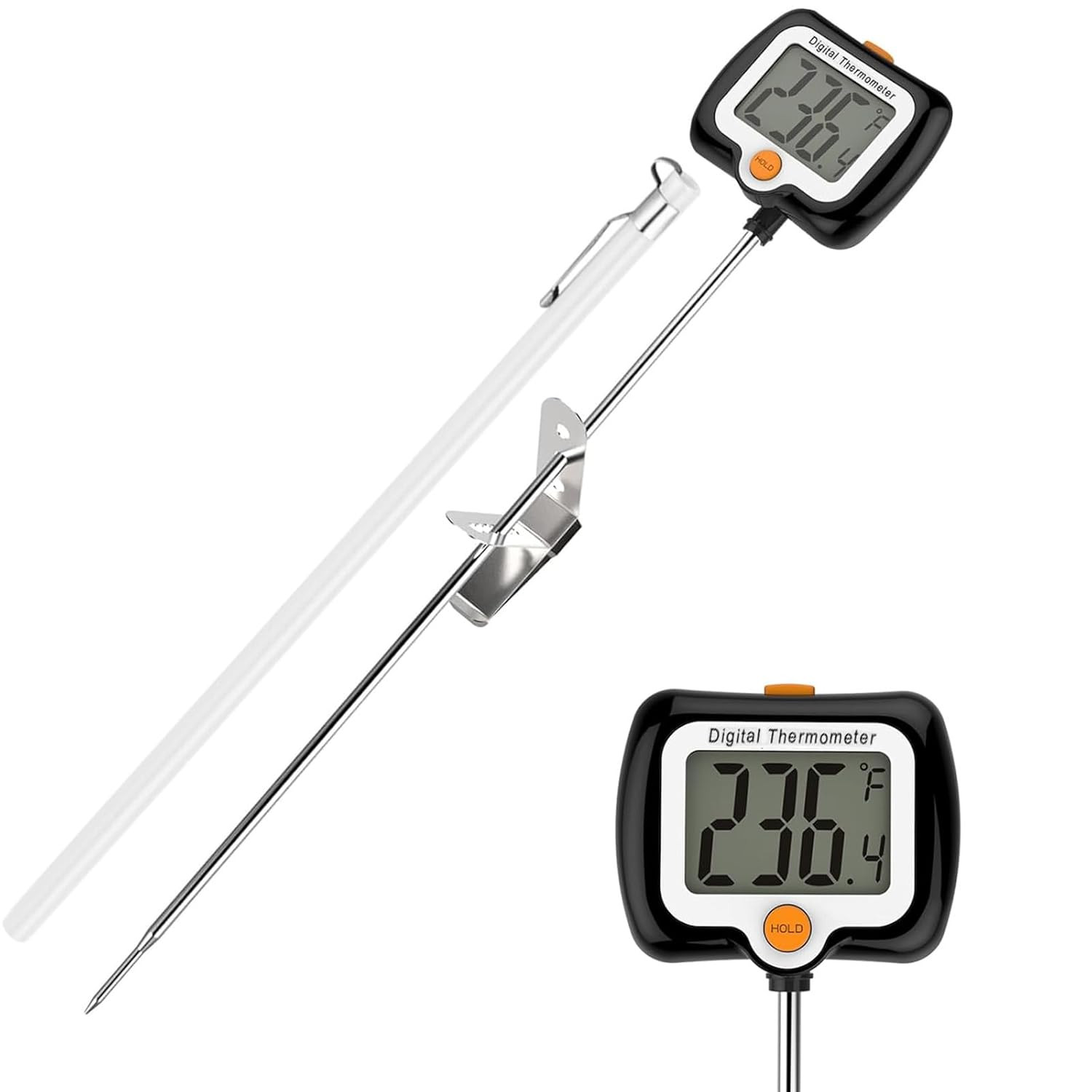 10 Inch Long Digital Candy Thermoometer with Pot Clip,Deep Fry Thermometer,Rotat