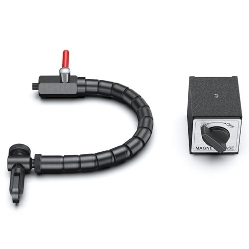 Magnetic Base with Flex Arm for Dial Indicator Gauge - 360° Adjustable Stem Hold