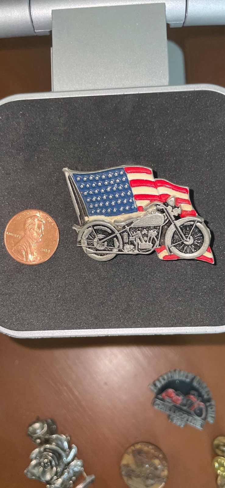 Vintage American Flag Motorcycle Vest Patch Pin