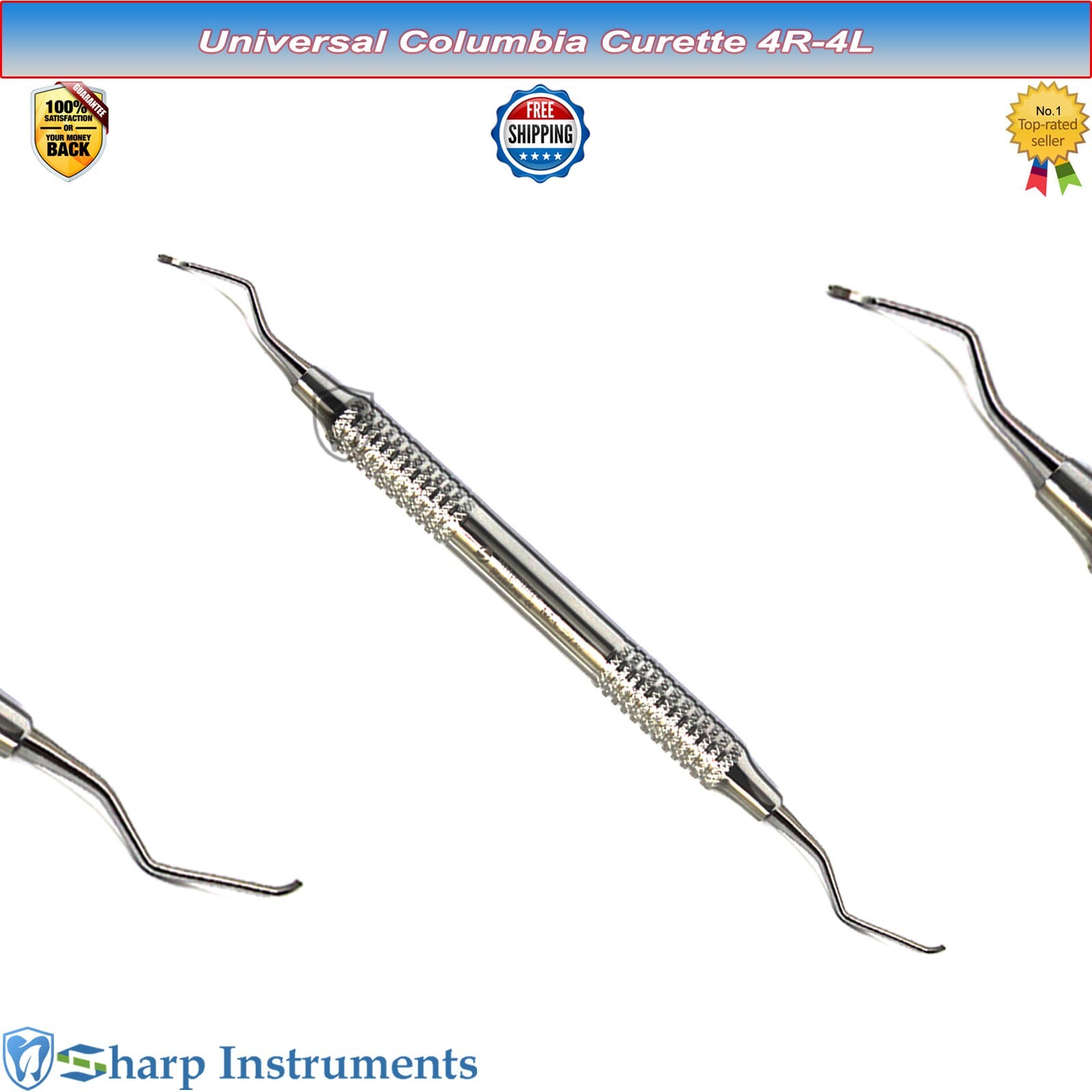 Columbia Curette 4R/4L Dental Instrument Root Canal Peridontal Surgical Curettes