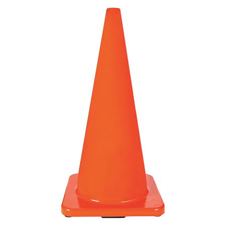 Zoro Select 6Fgz8 Traffic Cone, Pvc, Non-Reflective, 28 In Height, 7 Lb,