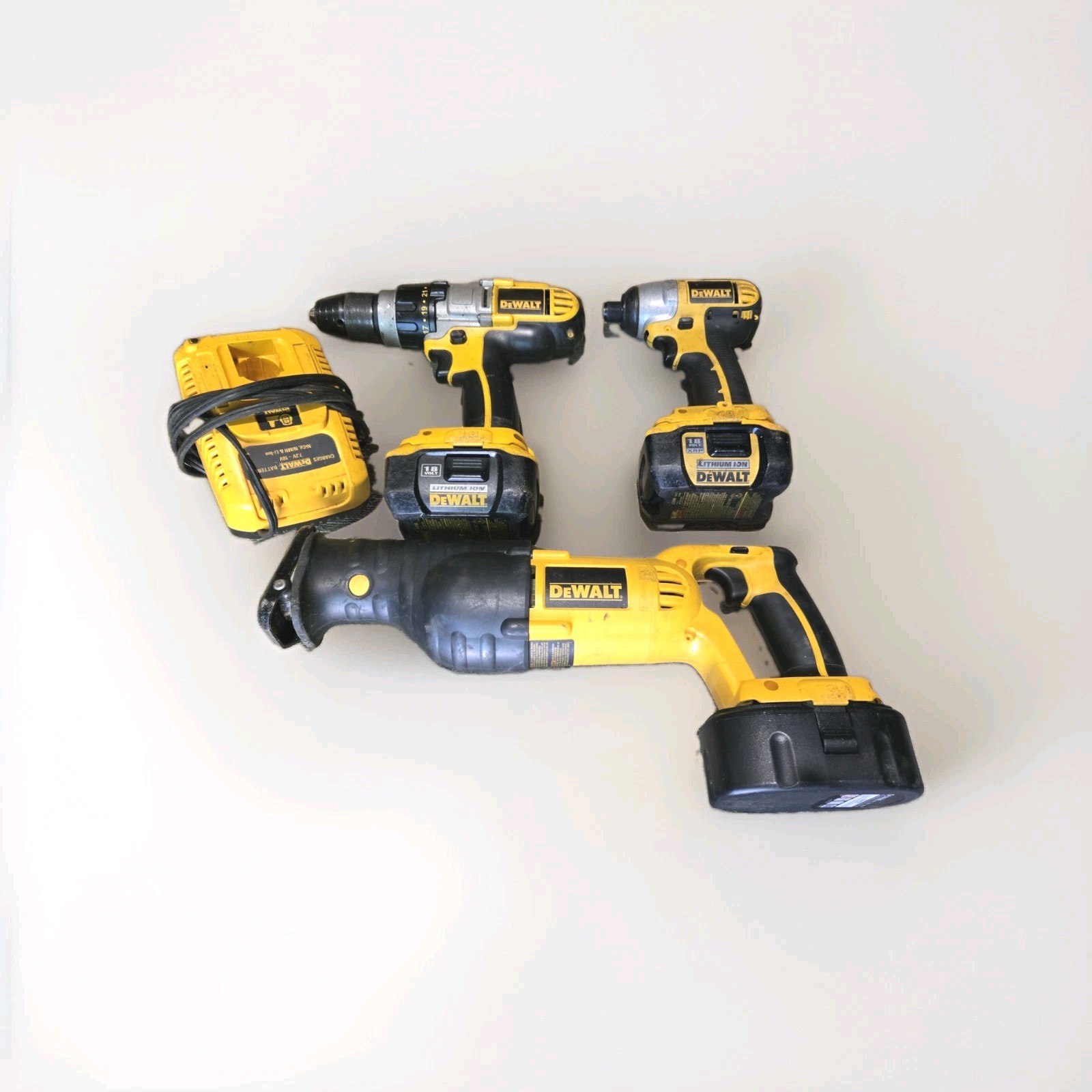 DEWALT CORDLESS, HAMMER DRILL, IMPACT GUN, RICPRO SAW, 18 VOLT, FREE SHIPPING