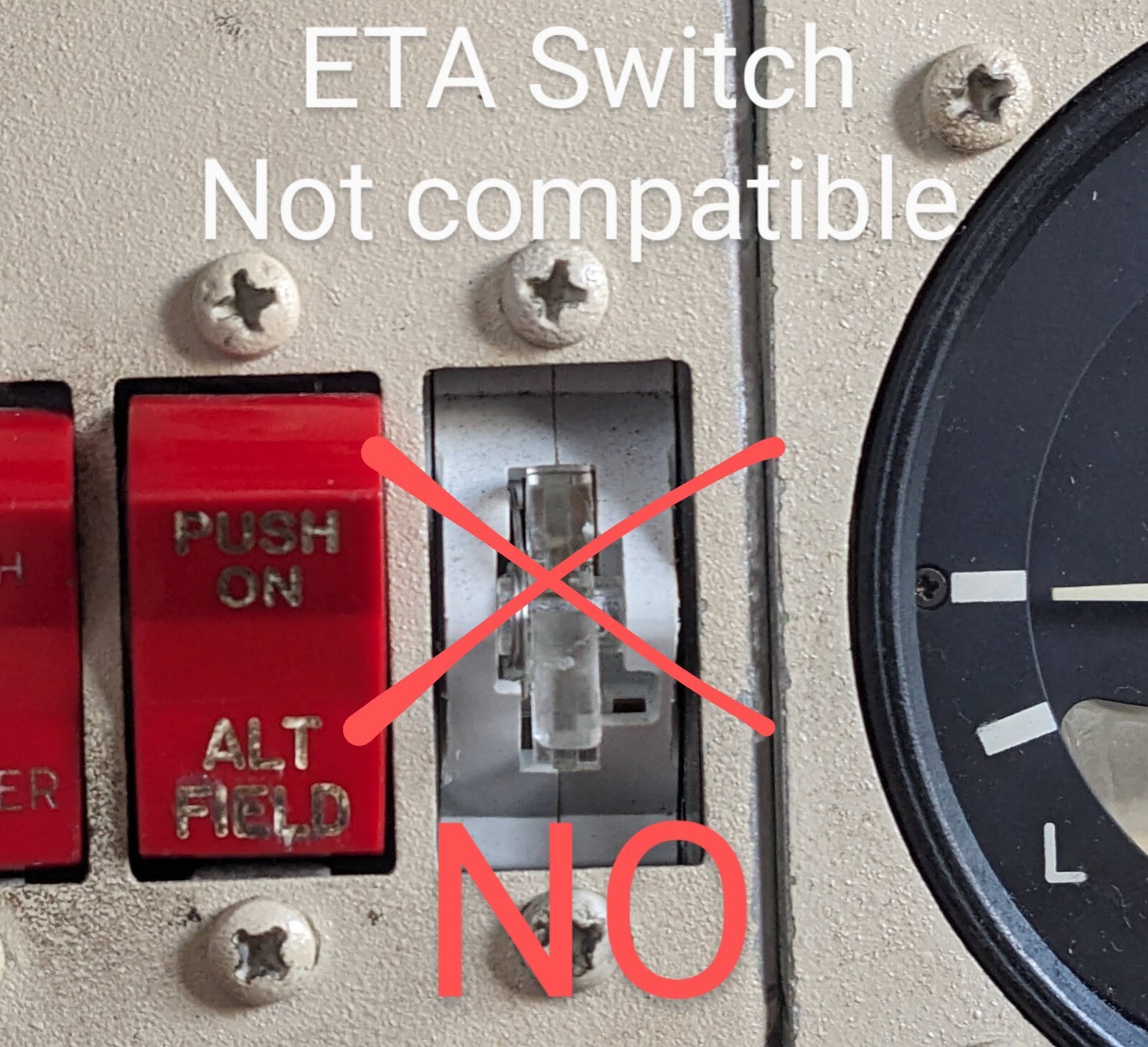 Pitot Heat Mooney Klixon Switch Cover