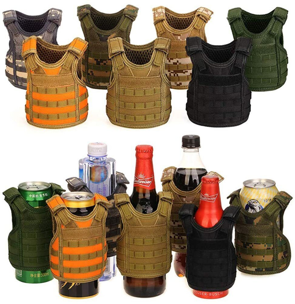 Tactical Mini Beer Vest Military Beverage Jacket Molle Drink Bottle Holder Pouch