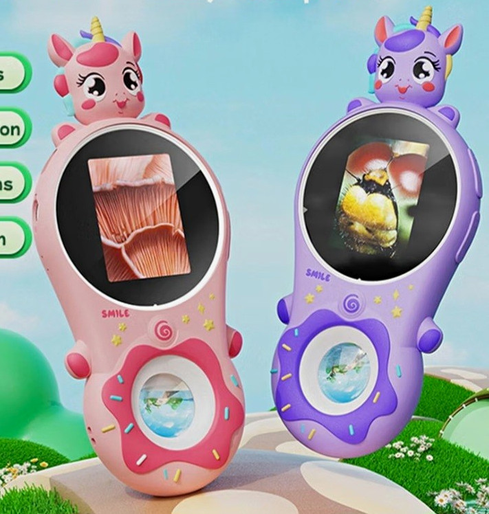 Children's Handheld Digital Microscope 500x 2MP Portable, Purple Unicorn