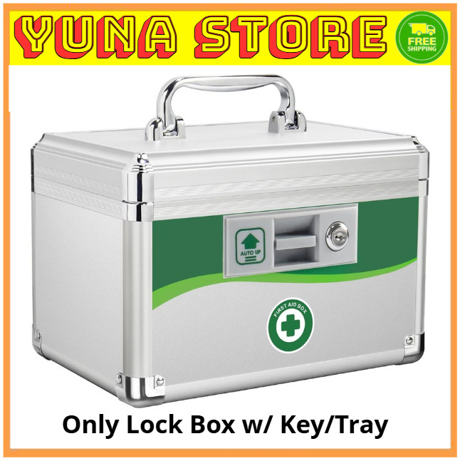 Medicine Lock Box First Aid Safe Storage Lockable Aluminum Portable Safe