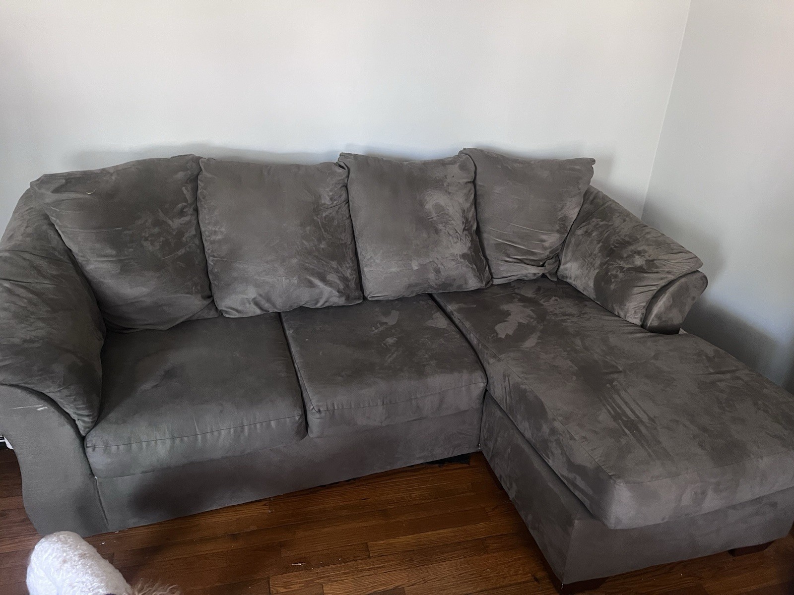Gray Sectional Sofa with Chaise, 3-Seater, Polyester, Modern, Wood Frame