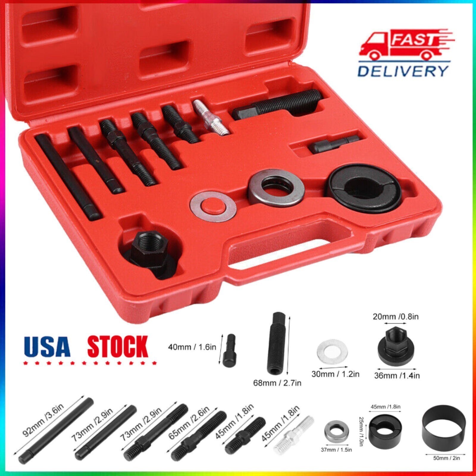 Power Steering Pump Pulley Puller Remover & Alternator Installer Tool Kit 13x