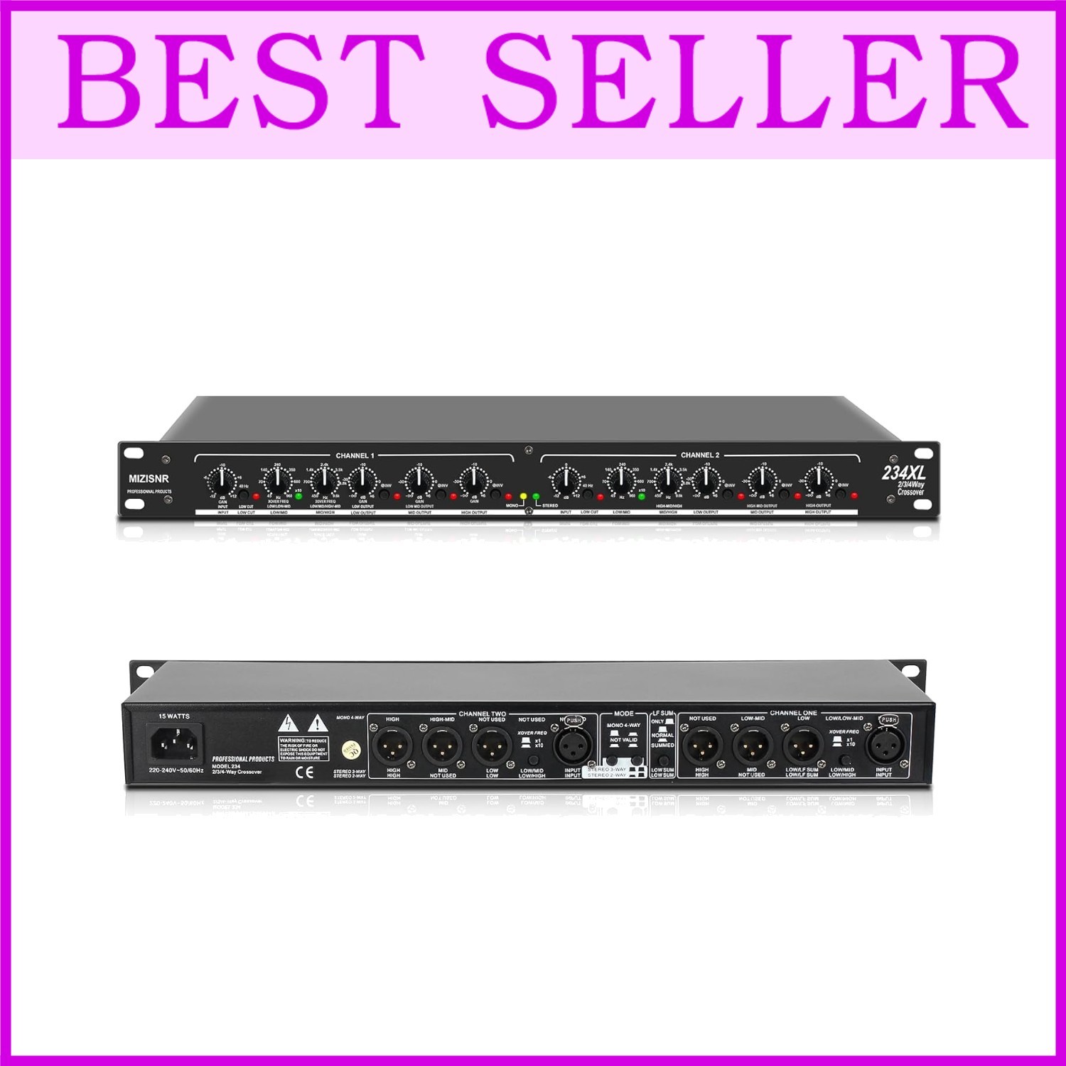 Professional Stereo Crossover XLR Input/Output**