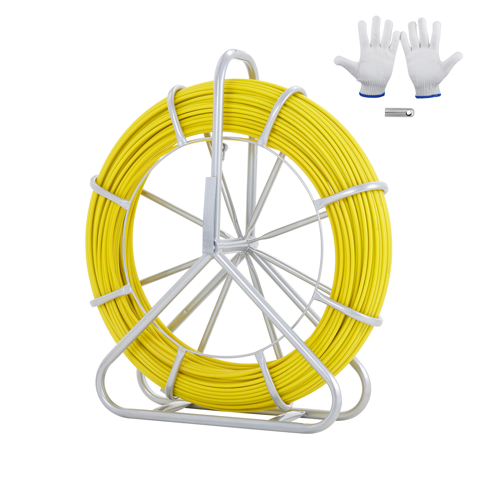 VEVOR Fish Tape Puller Fiberglass 656 ft 1/4 inch Wire Cable Running Duct Rodder