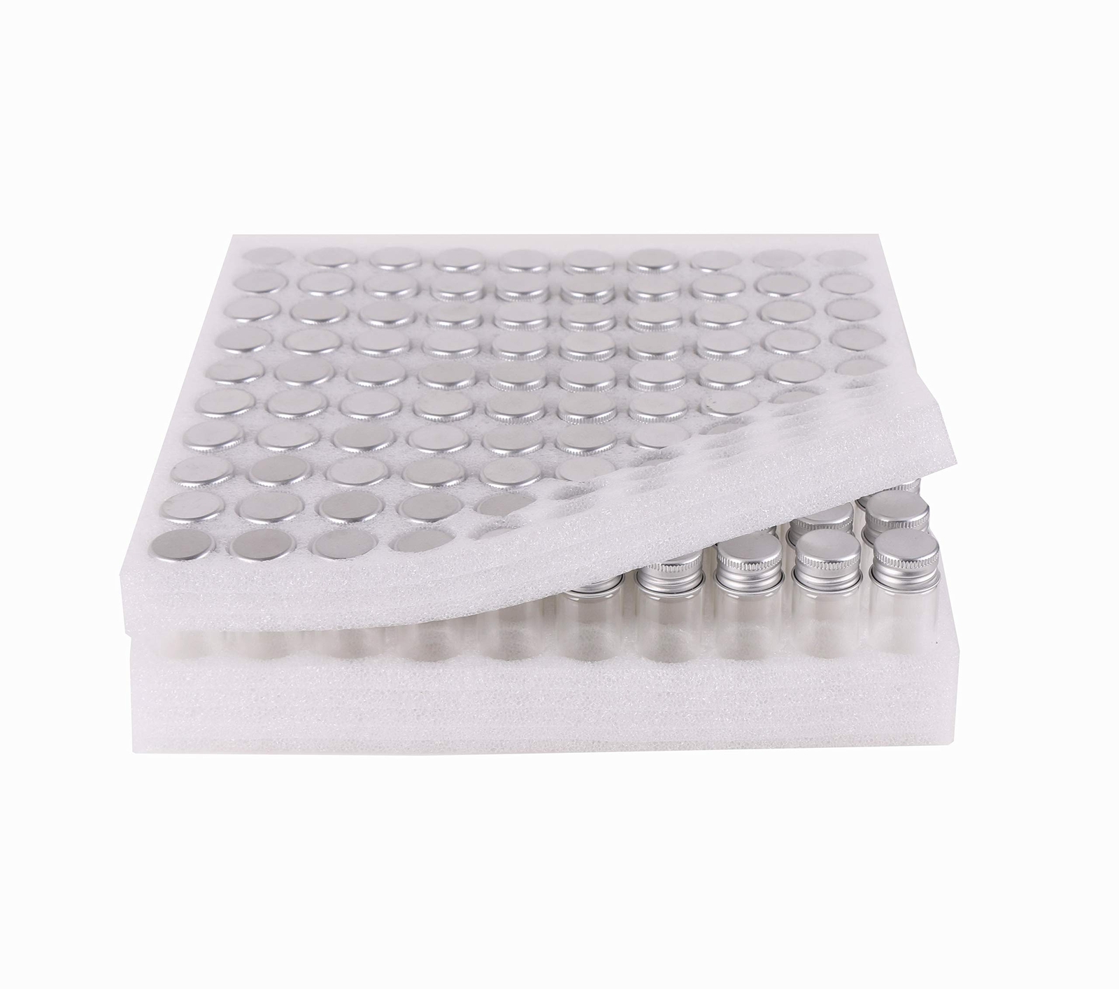 MaxMau 100 Tiny Glass Bottles Clear Small Vials 15ml Empty Mini Jars with