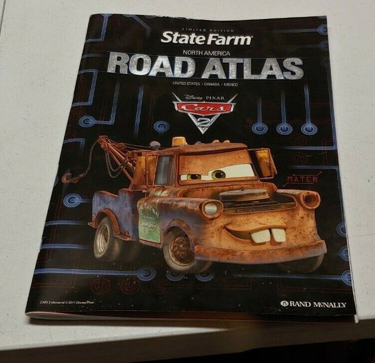 Disney Pixar Cars 2 Tow Mater Rand McNally Road Atlas Limited Edition State Farm