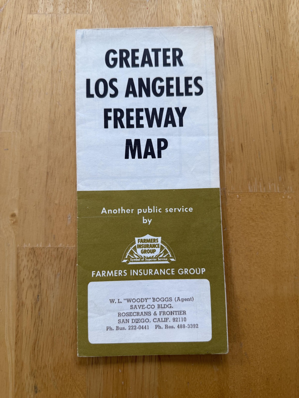 Vintage 1966 Greater Los Angeles Freeway Map Farmers Insurance Group Folded USA