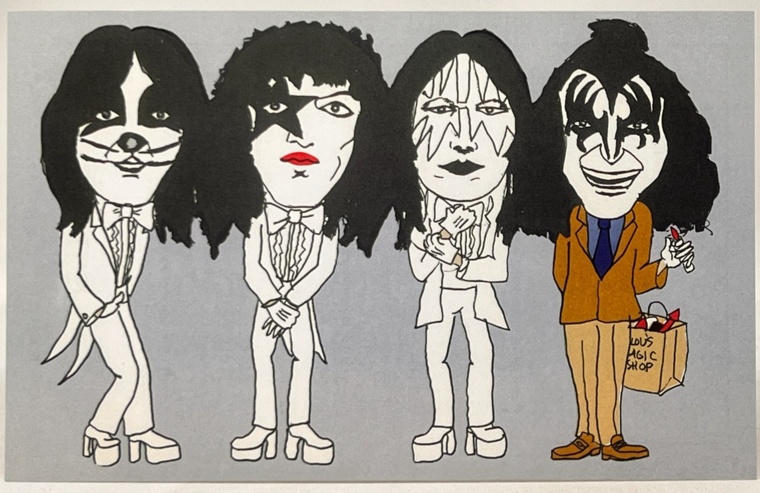 Kiss Rockards Rock Music Print 1978 Caricature Art 5X8 Mini Poster