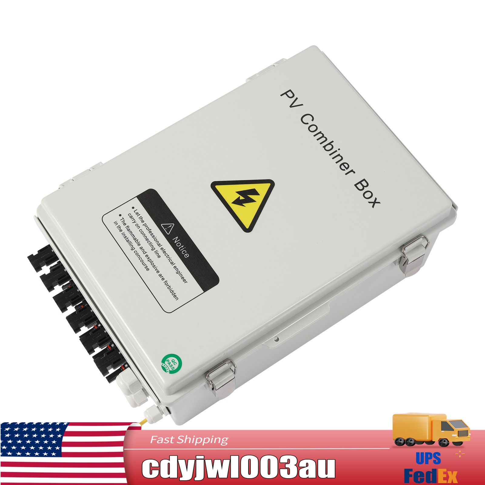 6 String Solar PV Combiner Box 15A Circuit Breaker for Solar Panel Plastic