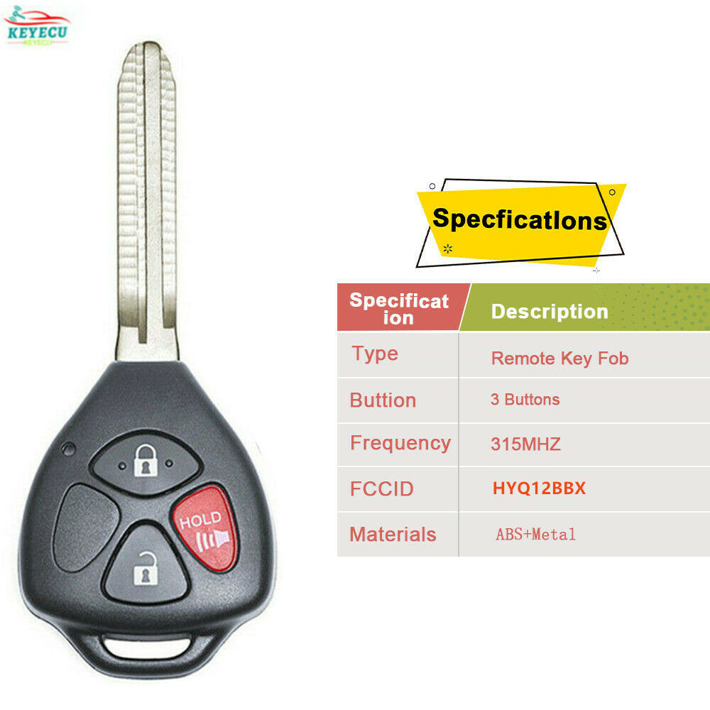 Upgraded Remote Key Fob for Toyota Tundra Echo 2004 2005 2006 HYQ12BBX HYQ12BAN