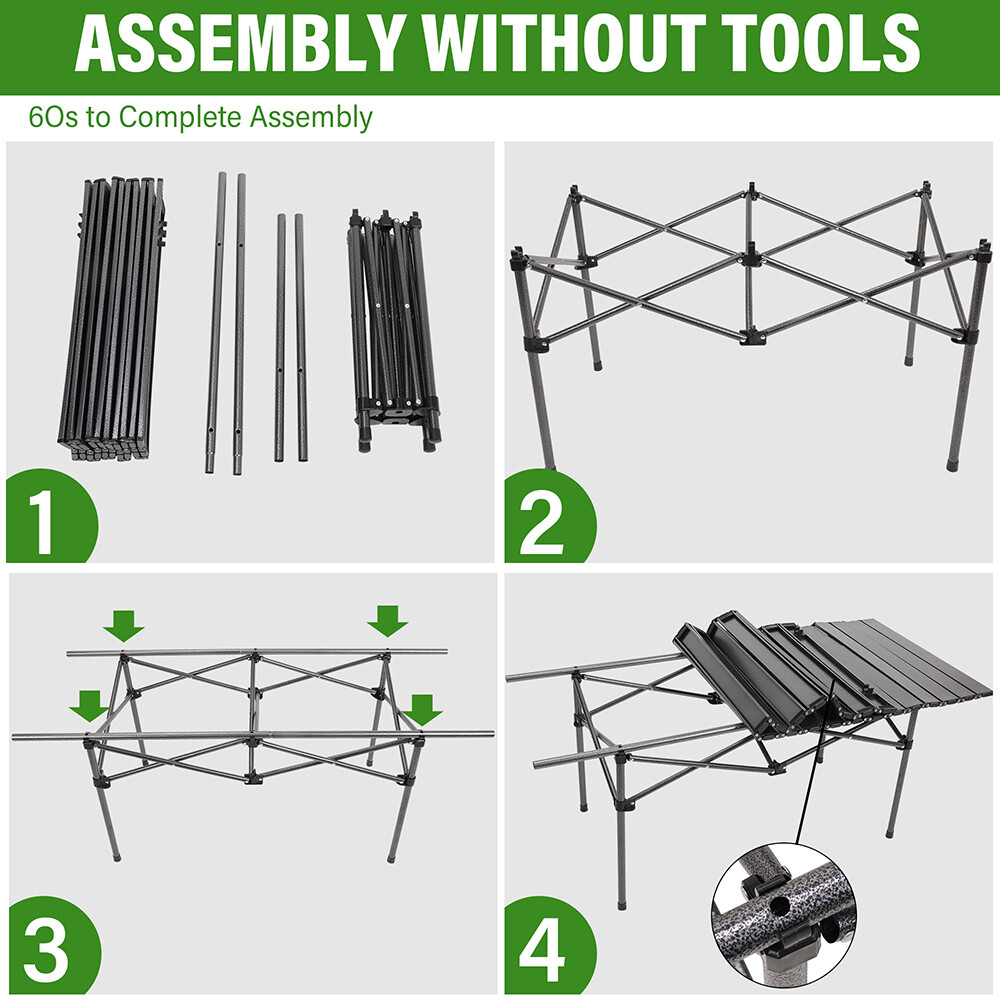 Portable Camping Table Aluminum Folding Grill Table Table for Hiking Picnic BBQ