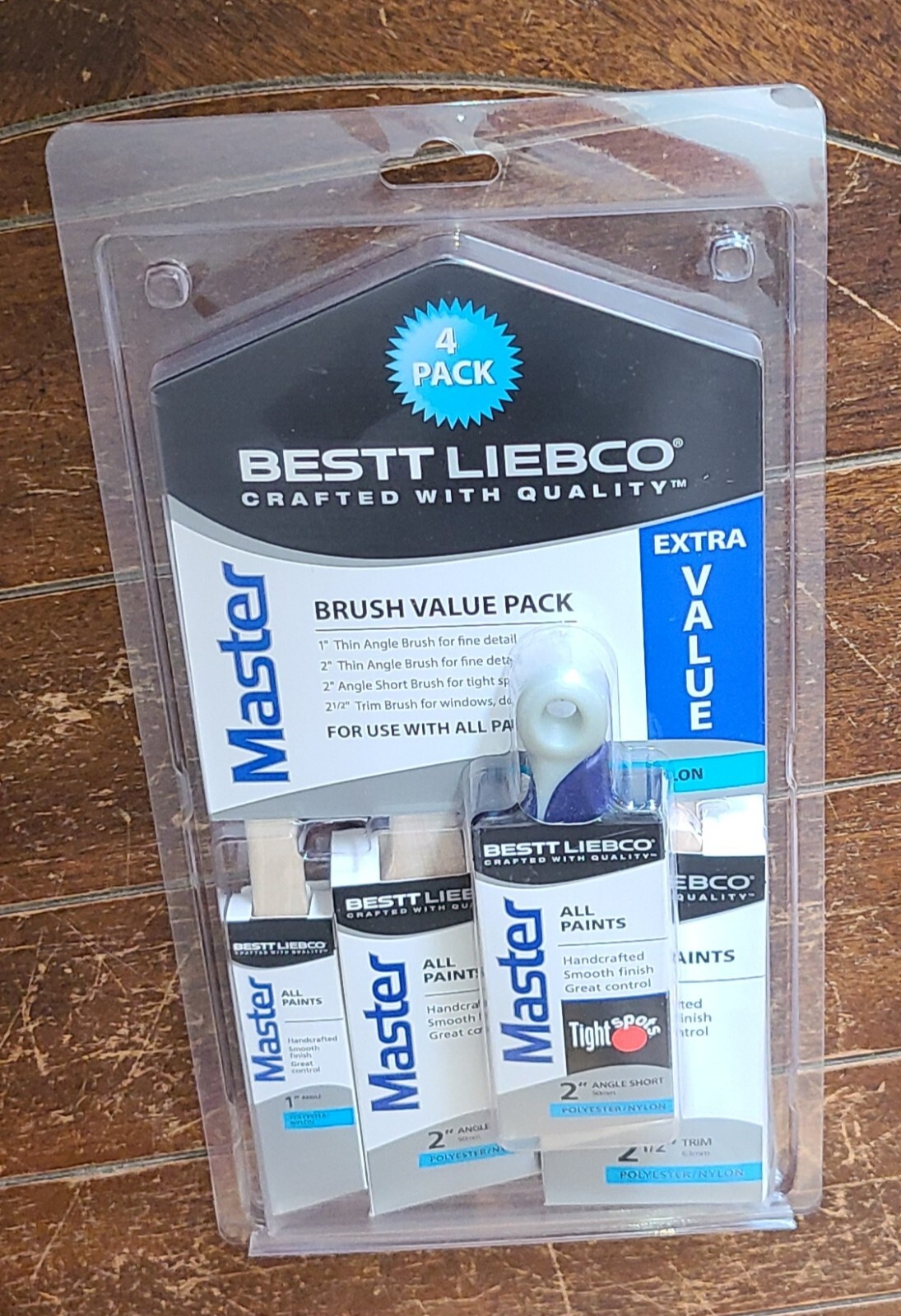 Master 4pc ALL PAINTS Brush Value Pack: 1" Angle/2" Angle/2" Short & 2-1/2 Trim