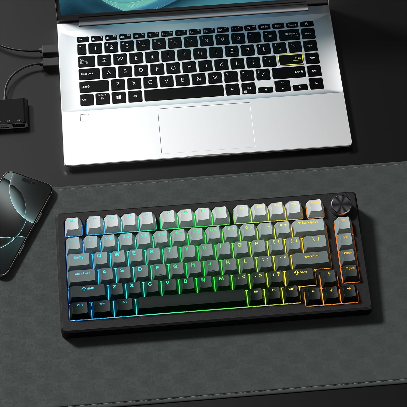 PBT Key caps, Double Shot Shine Through Custom Keycaps, Gradient Keycaps Cher...