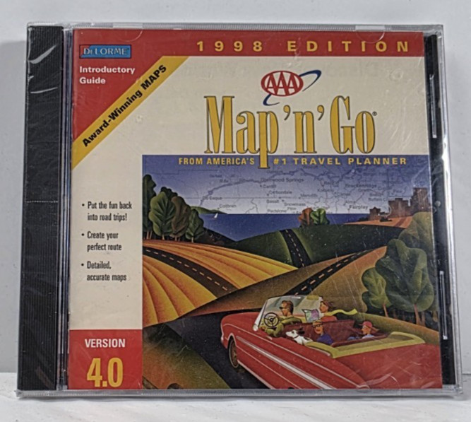 AAA Map'n'Go DeLorme 1998 Edition V4.0 Travel Planner CD-ROM New Sealed