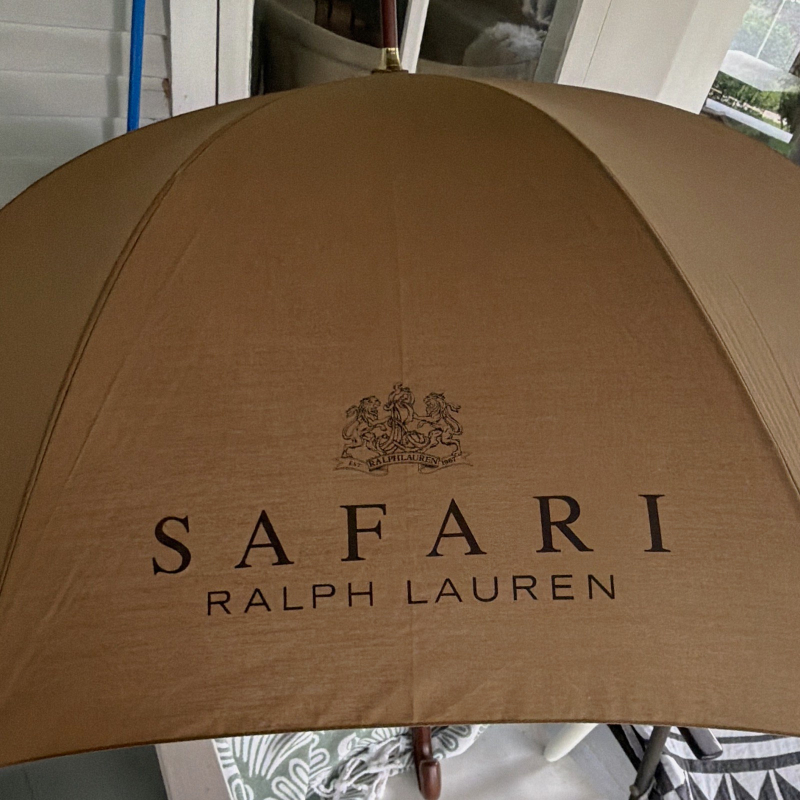 Ralph Lauren Safari Tan Solid Classic Men’s Umbrella Hook Handle Logo