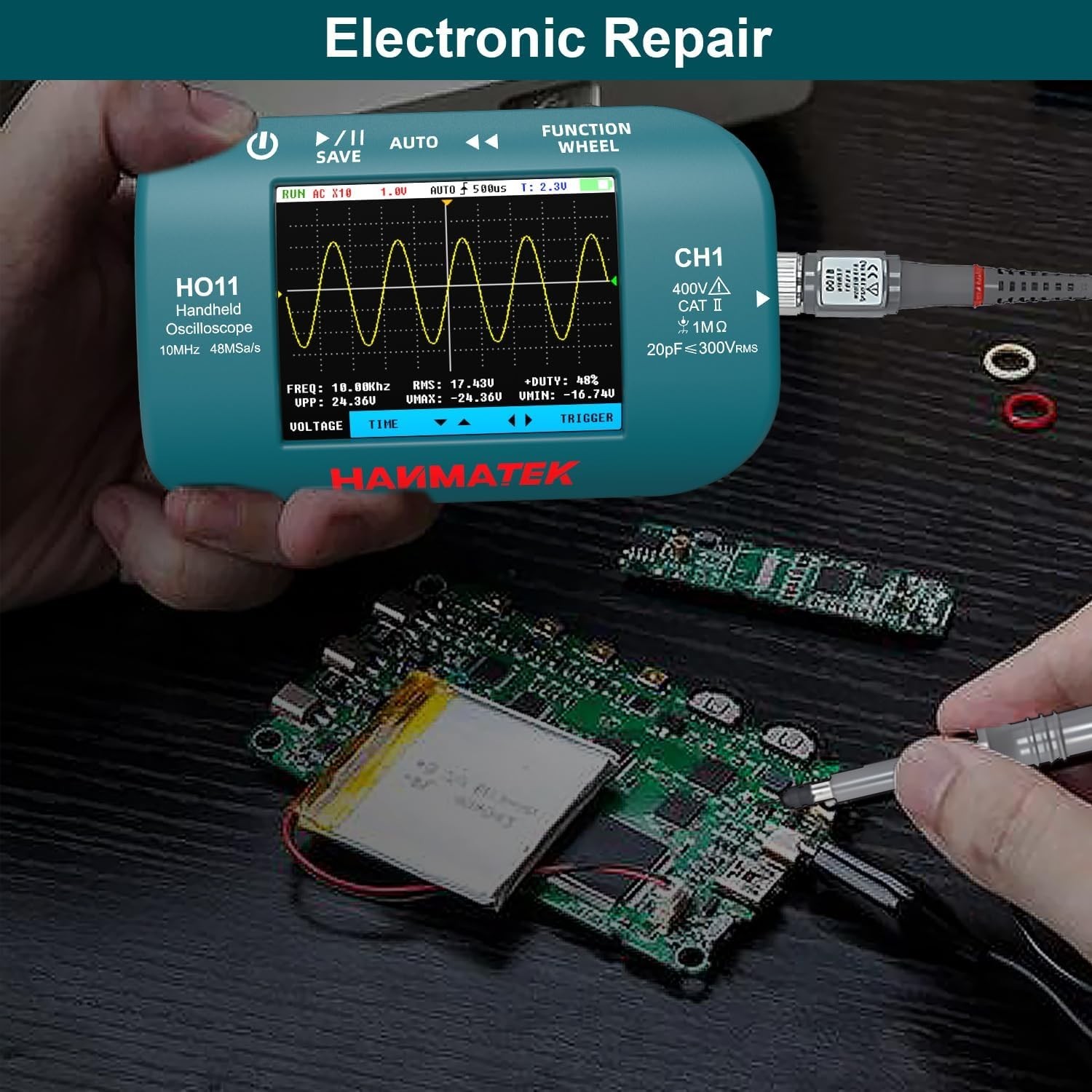 Handheld Digital Oscilloscope 10MHz Bandwidth 48MSa/s High-Precision Sampling