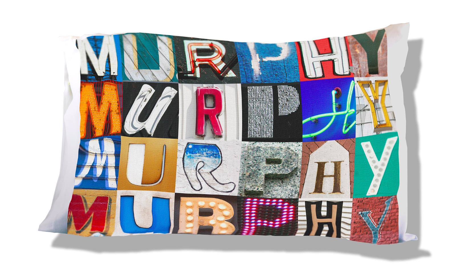 MURPHY Personalized Pillowcase featuring photos of actual sign letters