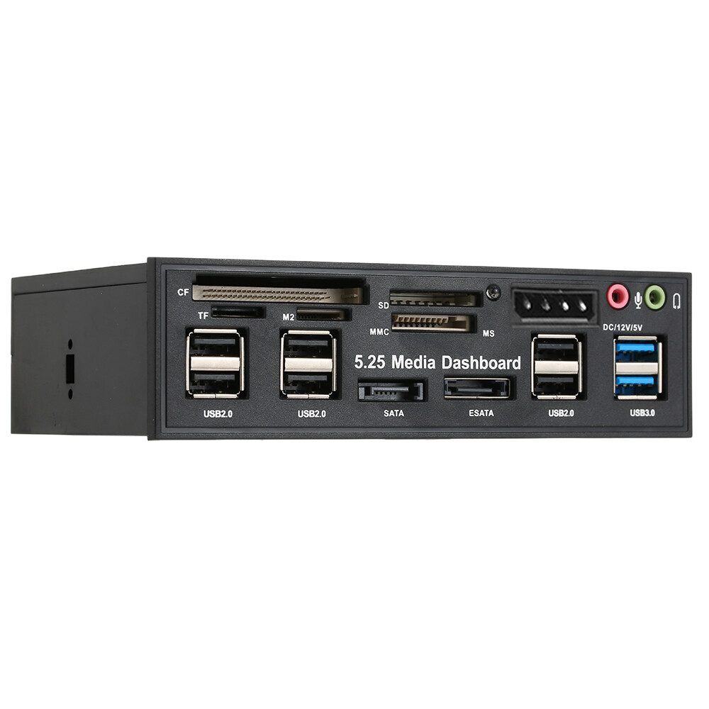 5.25 inch Multi-Function USB 3.0 Hub Front Panel Media Dashboard eSATA O4J1