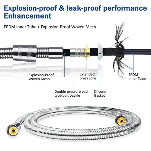 High Pressure Shower Hose, 79" Extra Long, Explosion-Proof Braided Mesh, 304