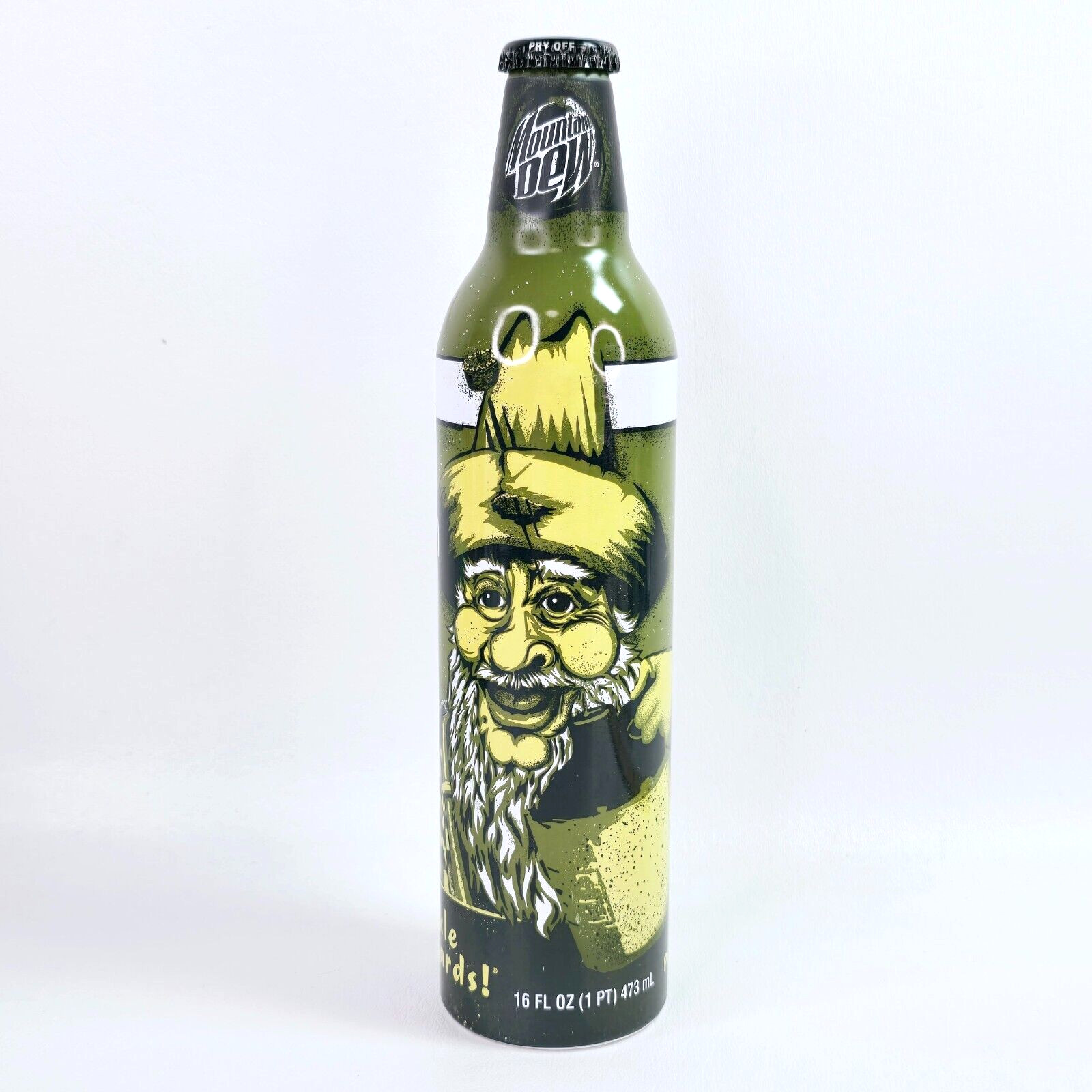 Mountain Dew Bill Hilly It'll Tickle Yore Innards! 2007 Green Label Art Bottle