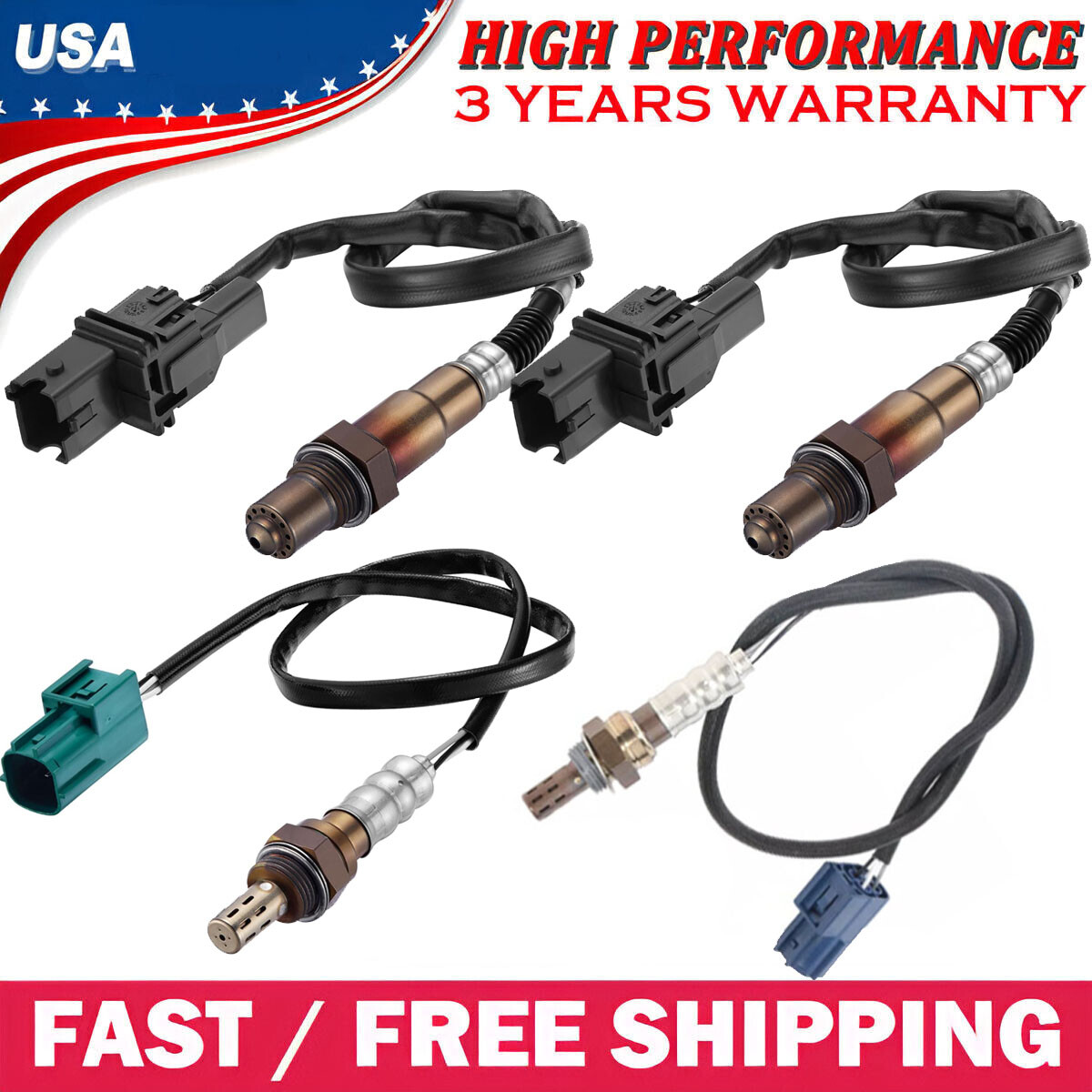 Set of 4 Oxygen Sensors Up+Down For Nissan 350Z 2005-06 Altima 2004 2005 3.5L V6