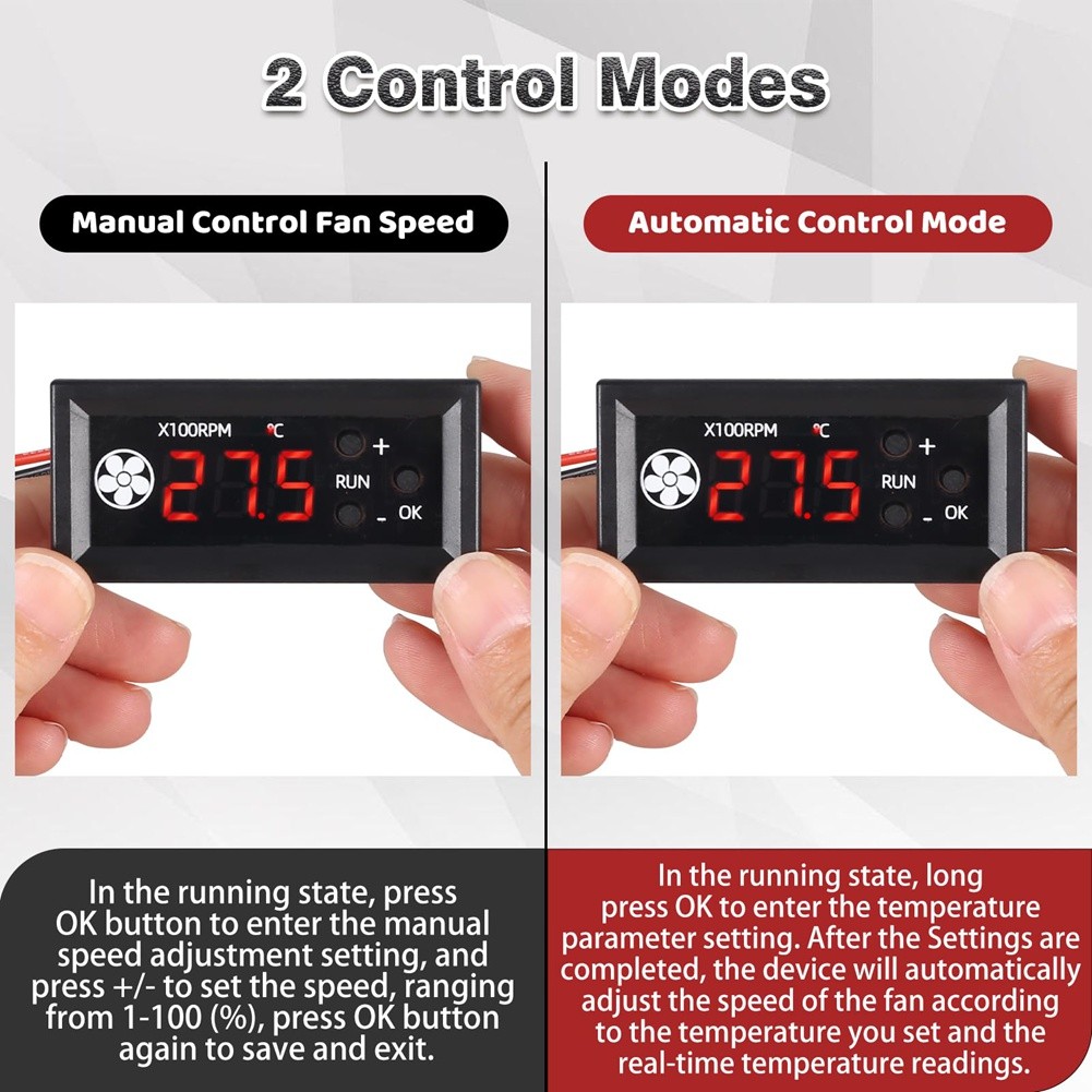 Fan Temperature Controller,DC 12V PWM 4-Wire Fan Speed Controller Module9695