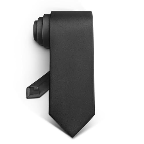 Men Neckties,Solid Color Neckties Texture for Gift Men One Size Black7630
