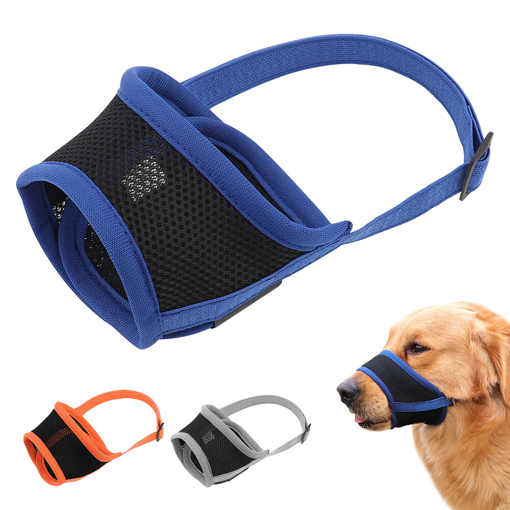 MESH BREATHABLE MUZZLE Dog Pet anti bite chew stop bark Safety calming Harness