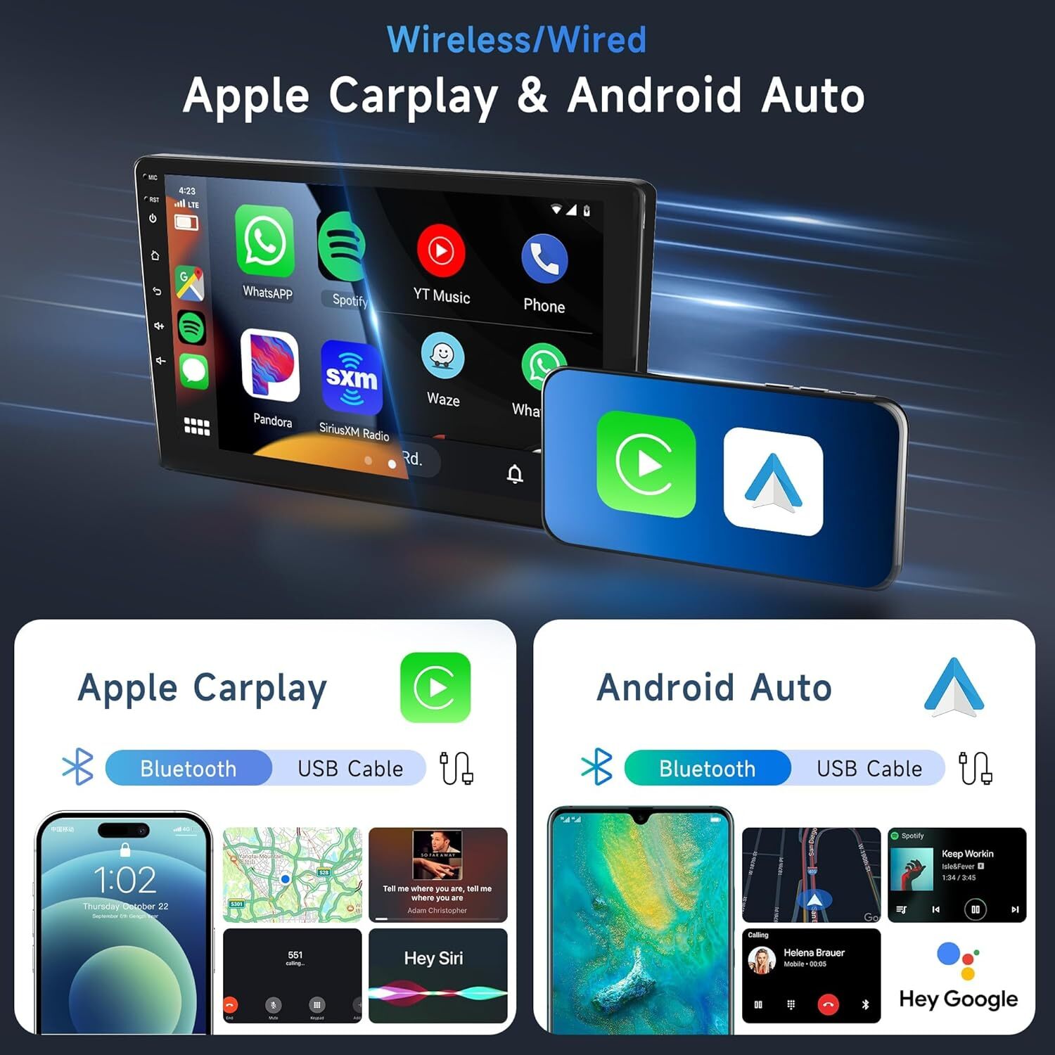 CarPlay Android 13 Car Stereo Radio GPS WiFi CAM For Toyota RAV4 2001-2008