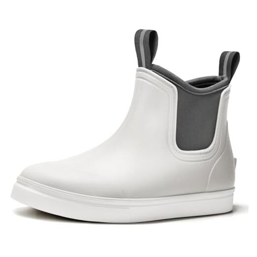 Women's Deck Boots Waterproof Ankle Rain Boots Outdoor Fishing Garden 7.5 White