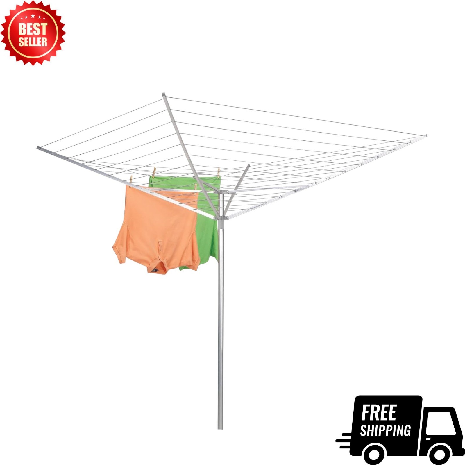 NEW Rotary Outdoor Umbrella Drying Rack 12 Lines 165ft Clothesline Aluminum