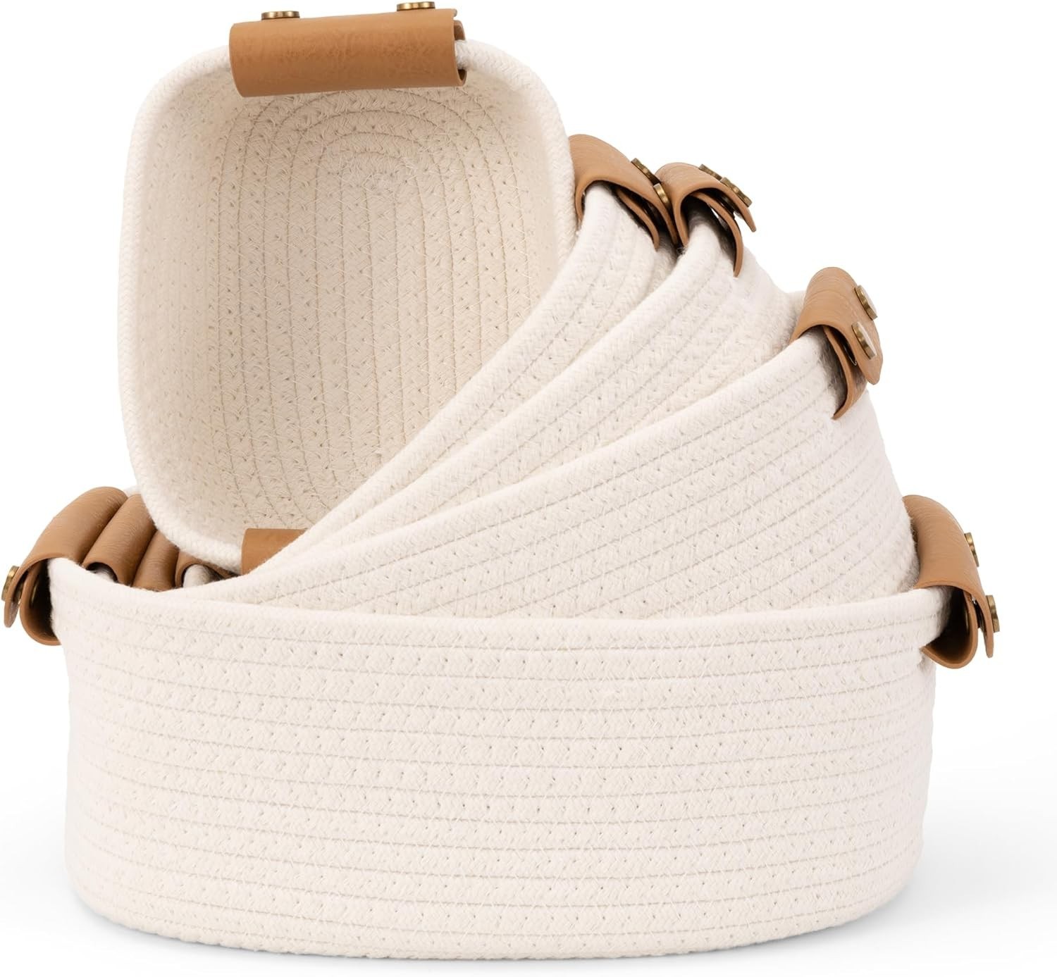 Beautiful Storage Basket Set of 5 Sturdy Cotton Rope Baskets Shelves Are Perfect