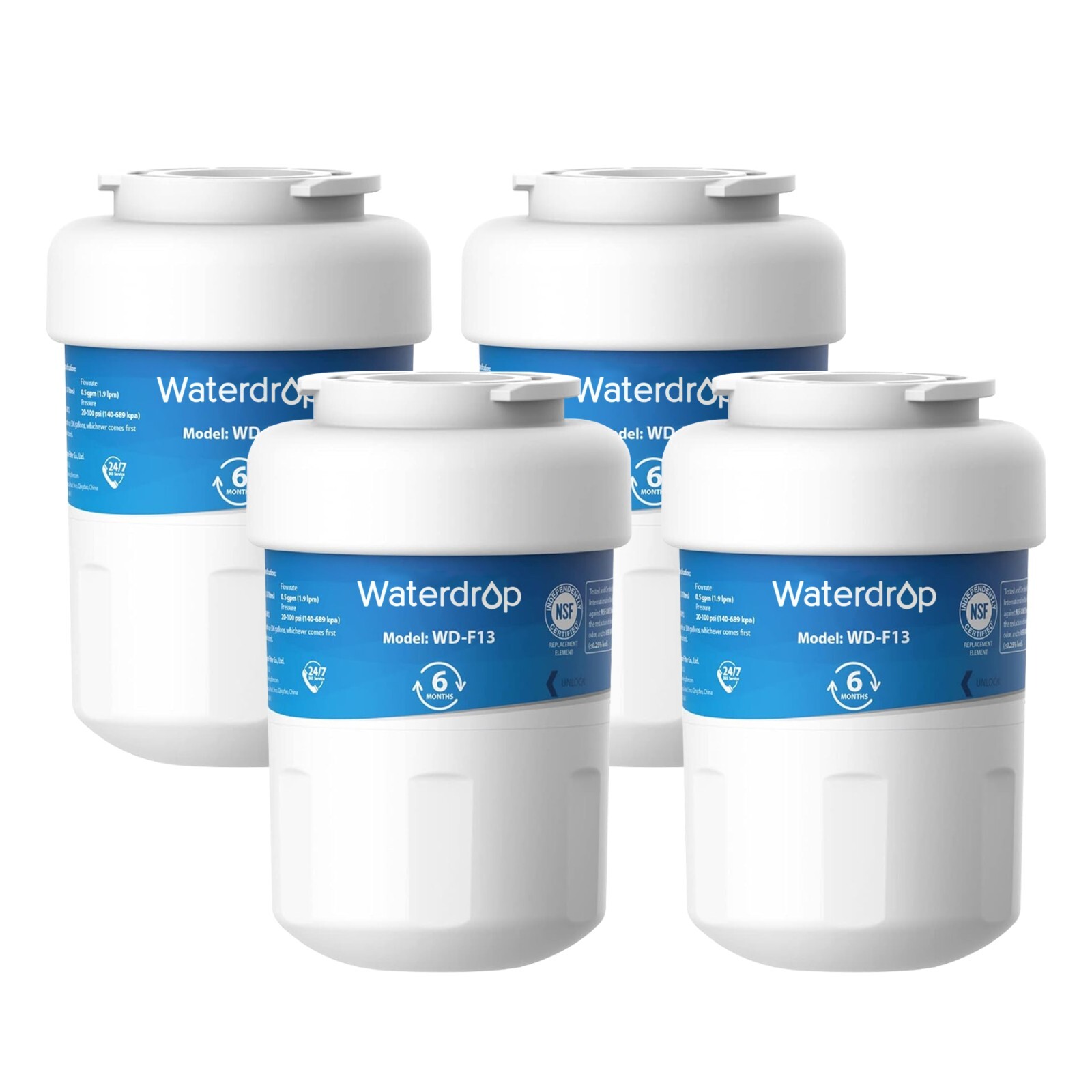 Waterdrop MWF® Refrigerator Water Filters Replacement For GE® MWF®, 4 Pack