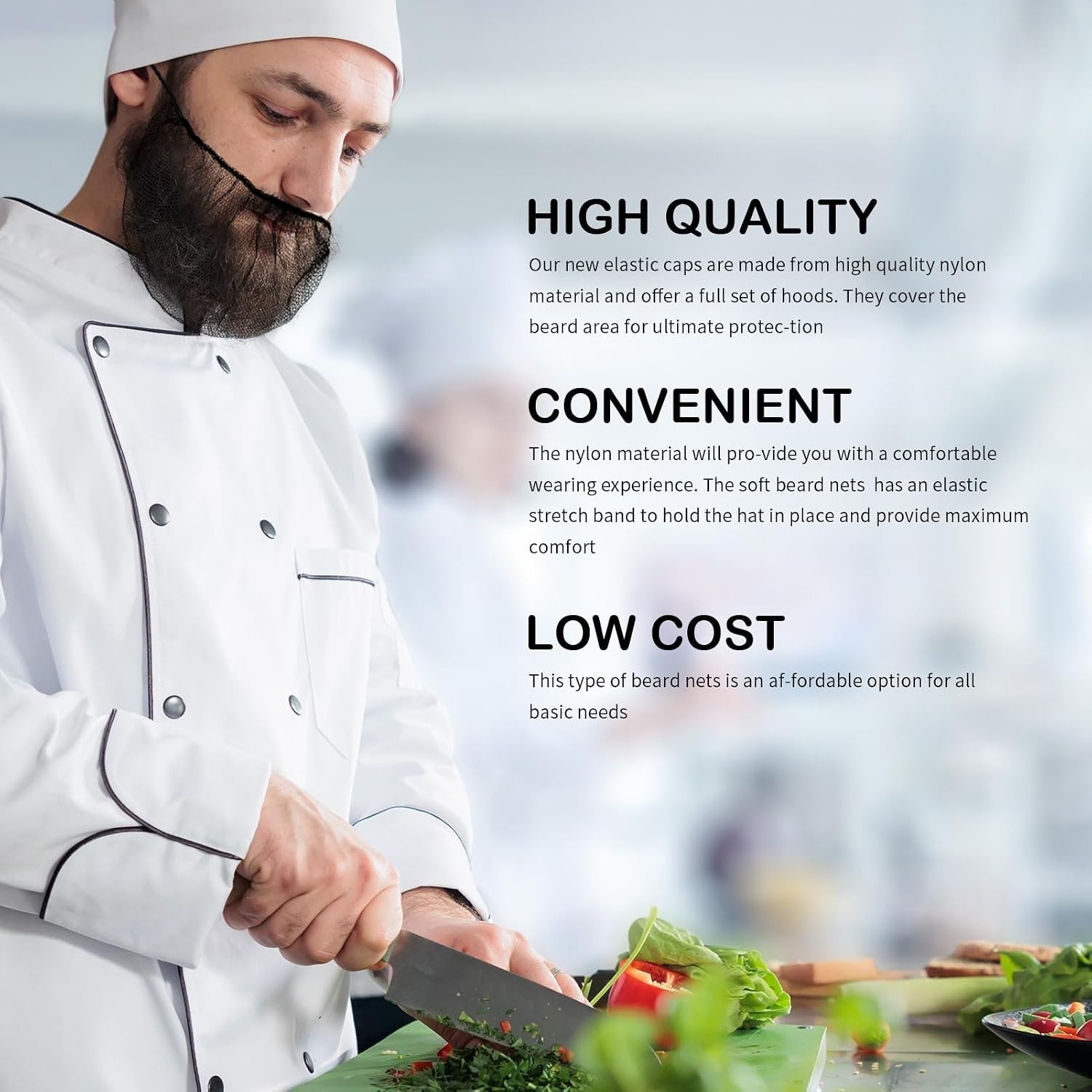 Comfortable 18" Nylon Beard Covers - Secure Disposable Beard Nets for Kitchens