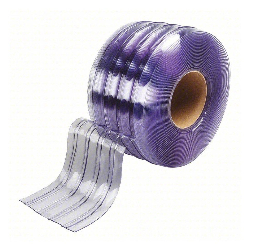 Strip Curtain Ribbed PVC Door Curtain 75' x 8" Roll -20 To 140 F Operating Temp