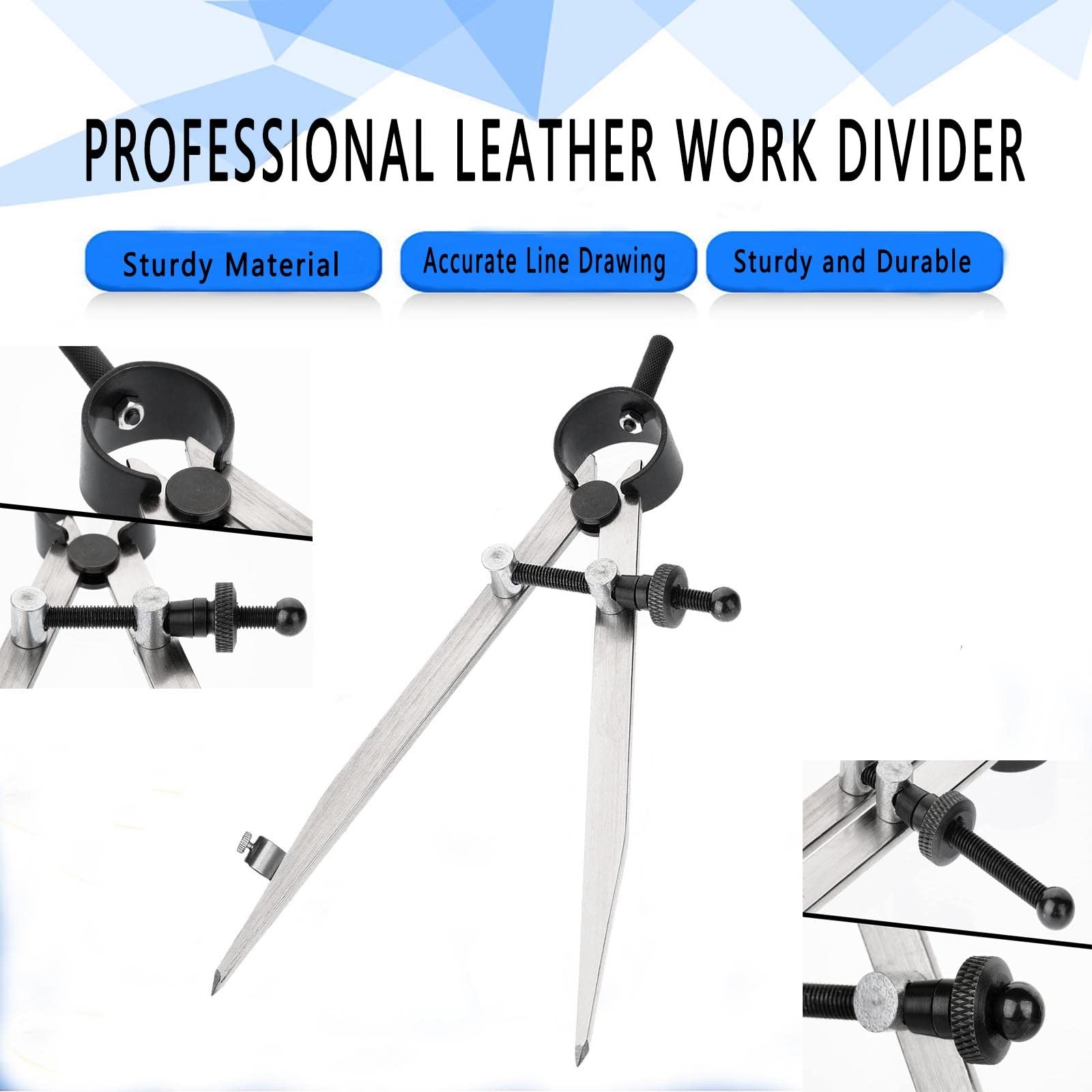 Compass for Geometry, 12 inch Professional Leather Work Divider, 12IN, Silver
