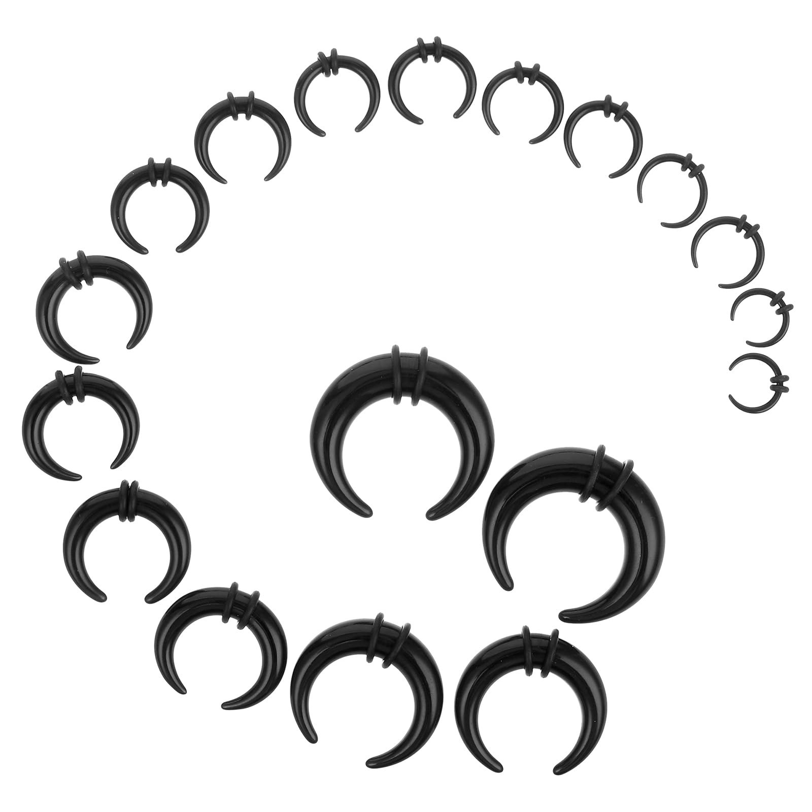 Lusofie 18PCS Acrylic Septum Stretching Kit Black Septum Pincher Tapers C Sha...