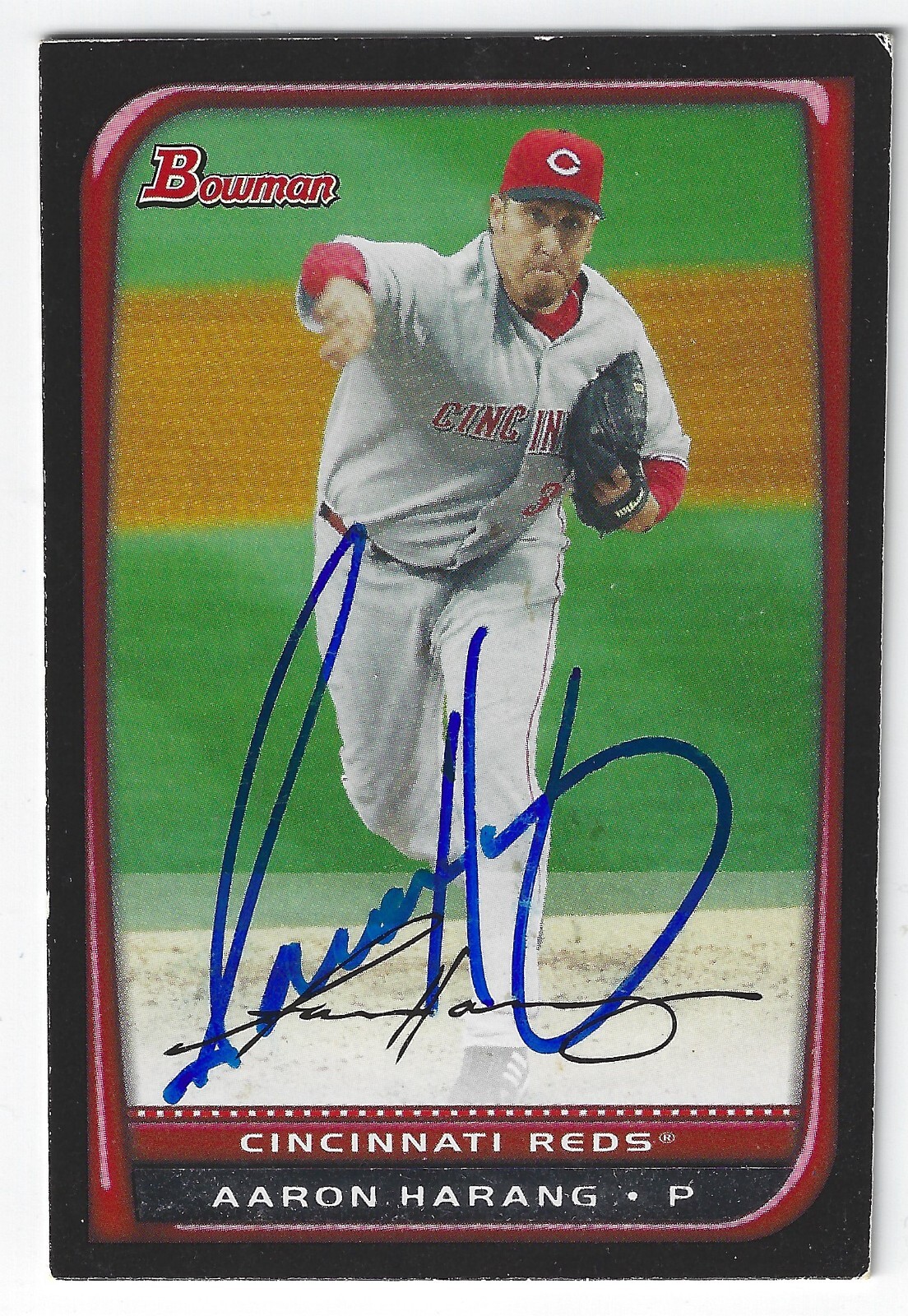 AARON HARANG CINCINNATI REDS SIGNED CARD BRAVES MARINERS DODGERS PHILLIES METS