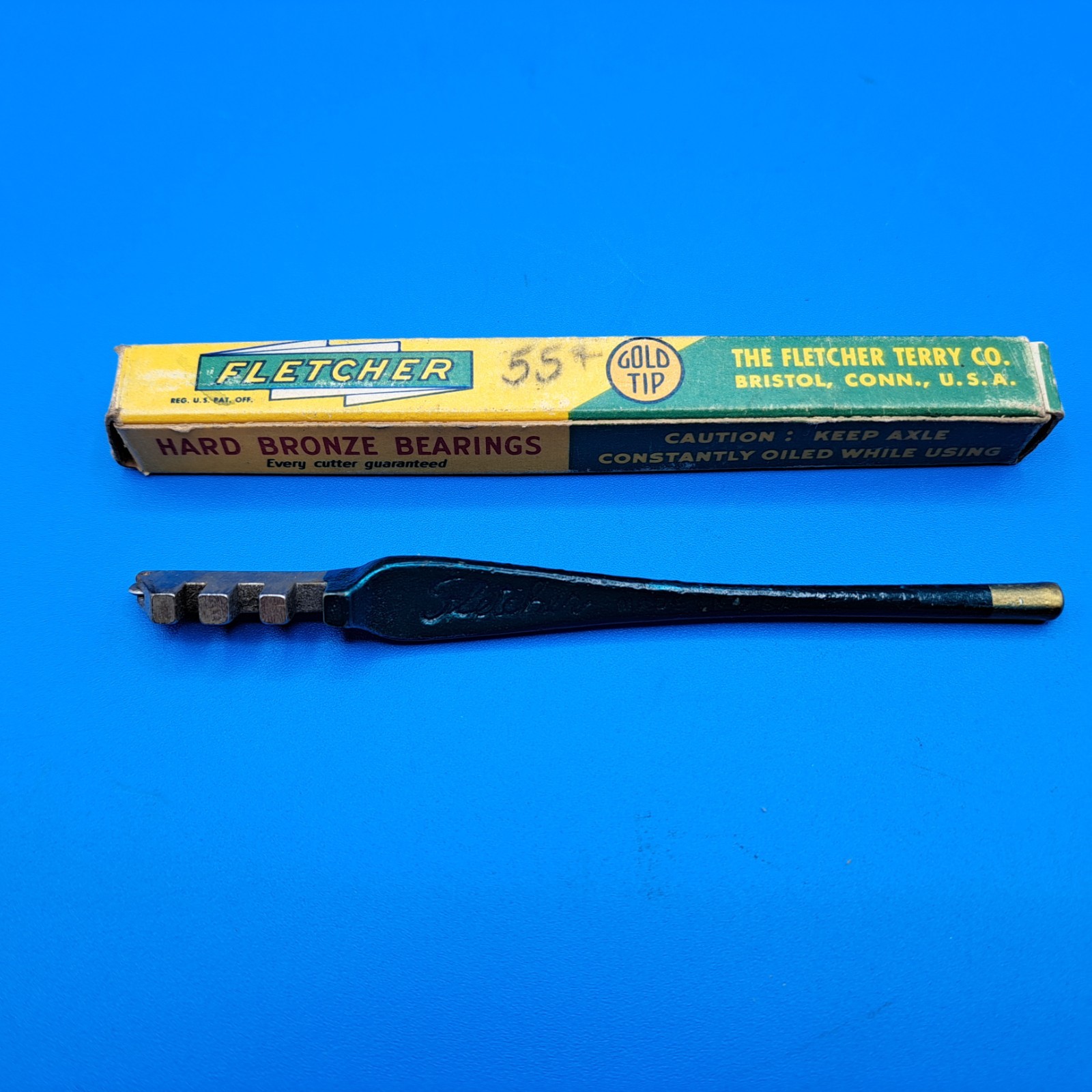 Vintage Fletcher Gold Tip Glass Cutter in Original Box, No 01, Bristol CT USA