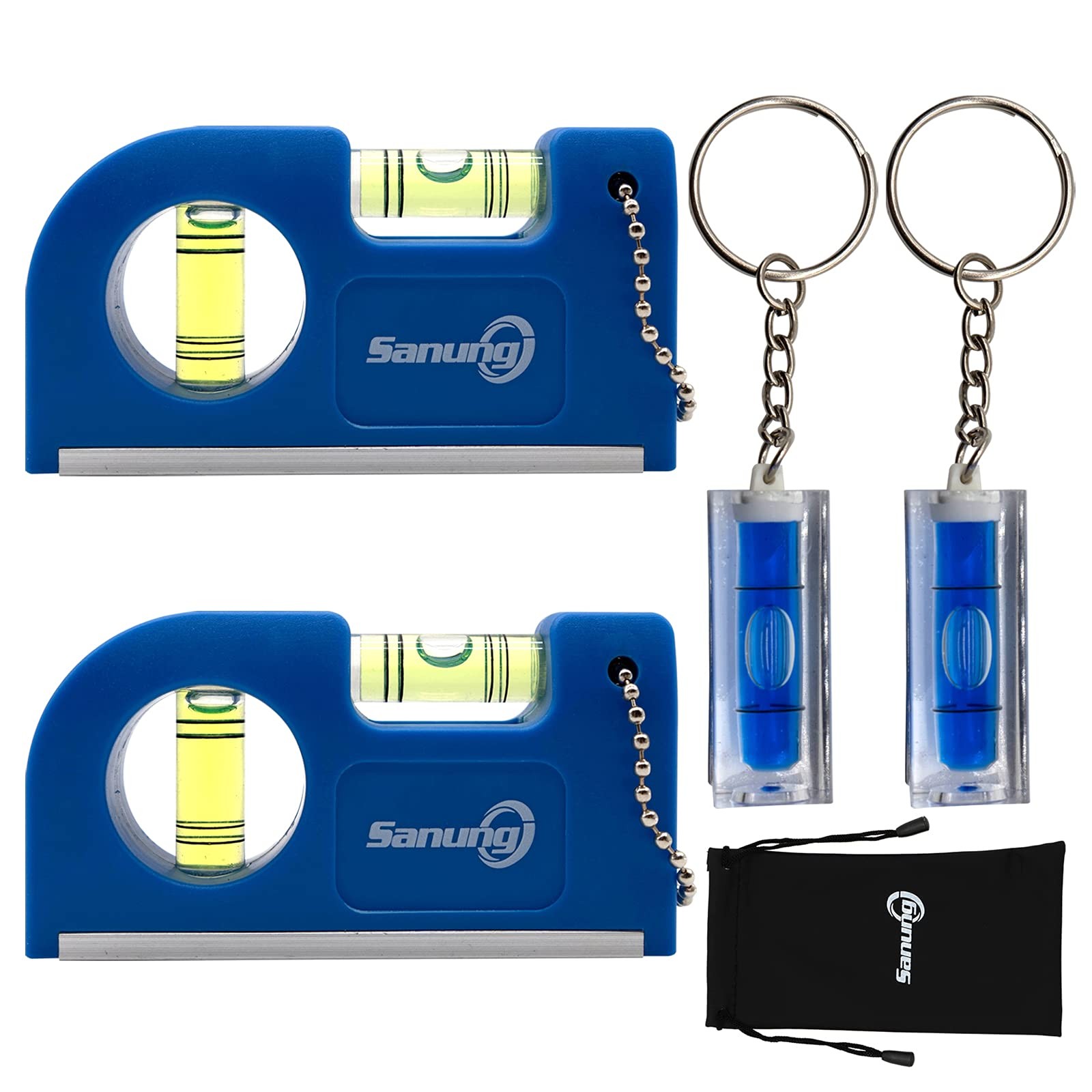 4Pc Mini Spirit Level Magnetic Base Horizontal Vertical Pocket Measuring Tool