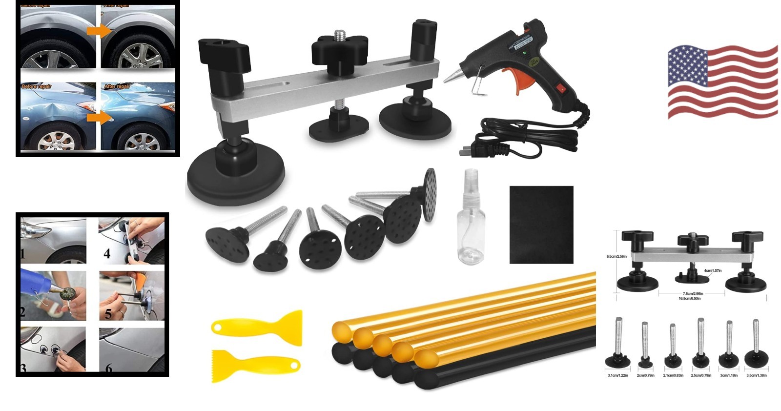 Lightweight (1.87 lbs) Dent Puller Kit with Glue Gun for Effortless Repairs